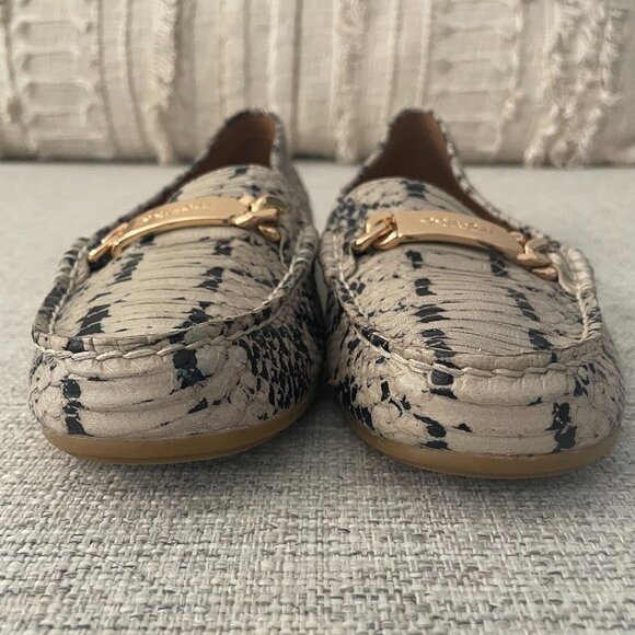 Women's Coach Snakeskin Textured Leather Loafers Olive A01096 Sz 9.5B - Picture 5 of 11